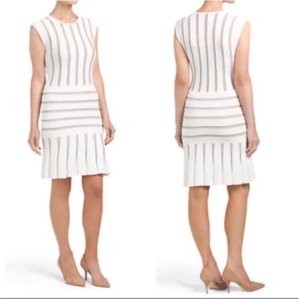 🆕Torn by Ronny Kobo white and gold dress Sz Large F13